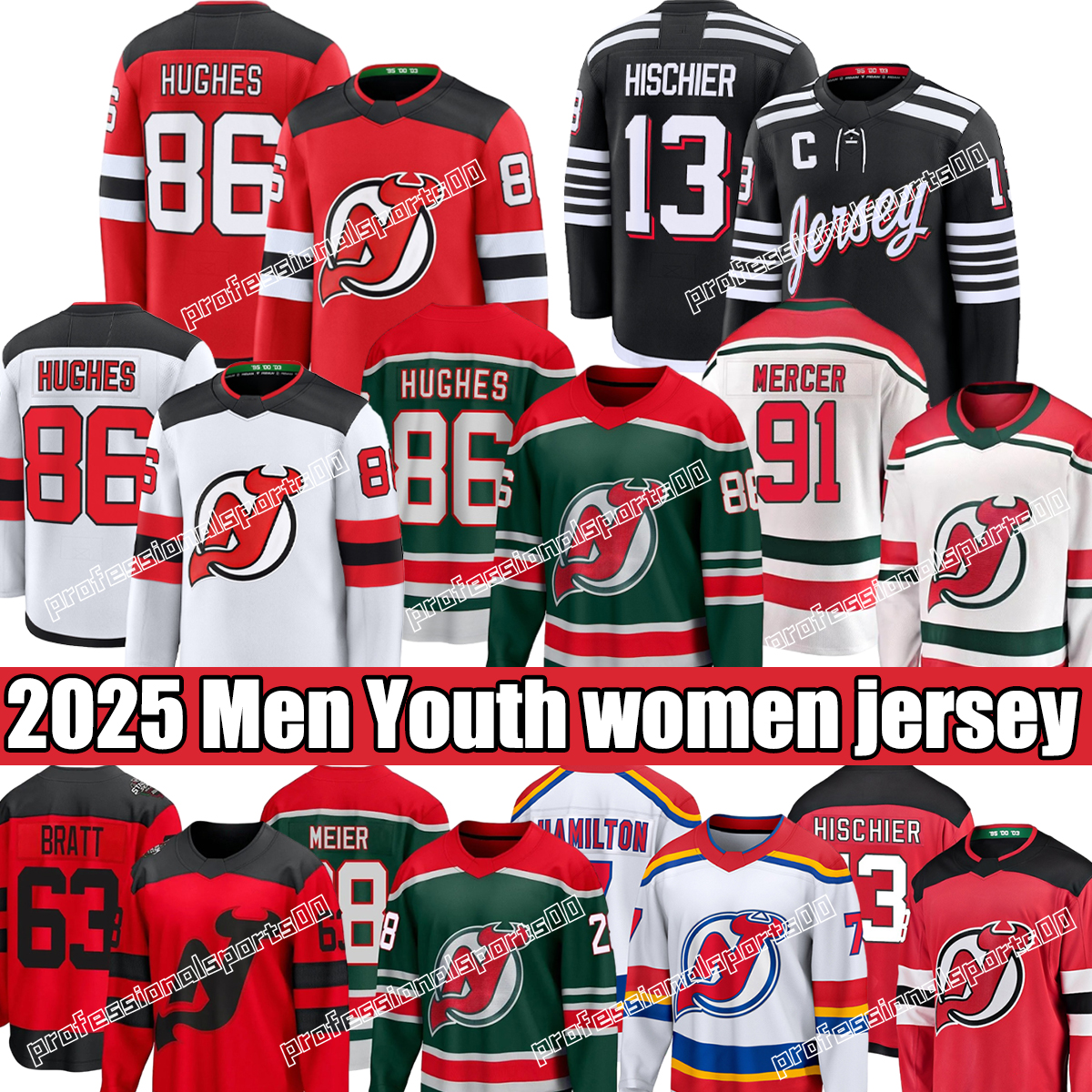 86 Jack Hughes Reverse Retro nj hockey jersey devils jersey 43 Luke Hughes Jesper Bratt Tyler Toffoli Nico Hischier Dawson Mercer Haula Vitek Vanecek jerseys