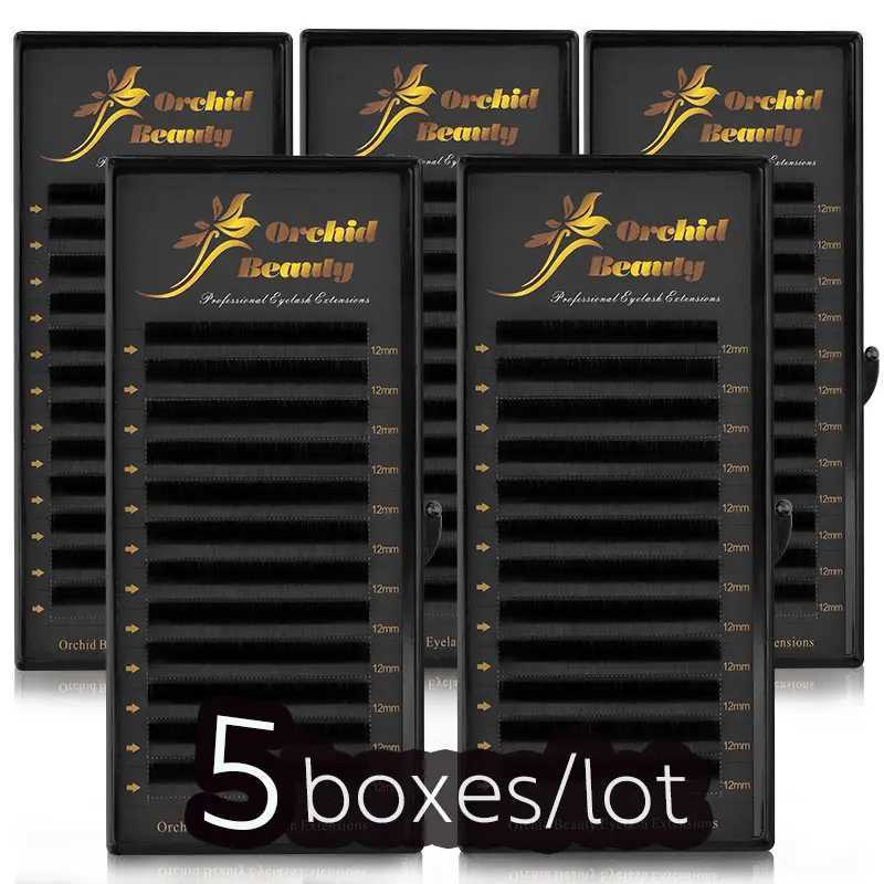 5Case/Lot Orchid Lashes Individual Eyelashes 8-15 mm Mix Premium Fake Mink Eyelash Extension Dark Black false eyelashesT251223