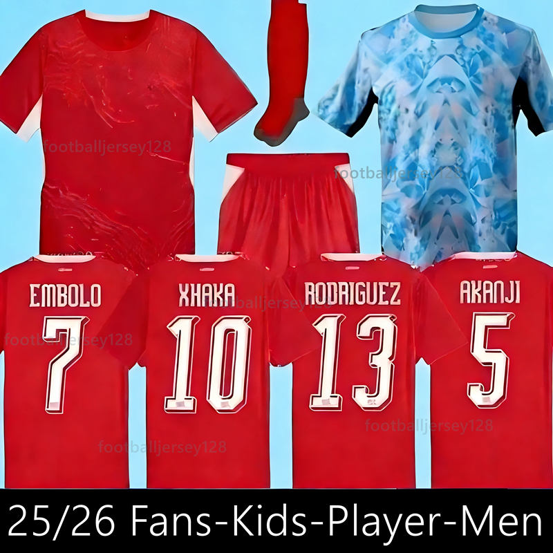2026 World Cup Switzerland National Team Soccer Jerseys ELVEDI AKANJI ZAKARIA SOW RIEDER EMBOLO SHAQIRI home away Football shirts mens kids kit