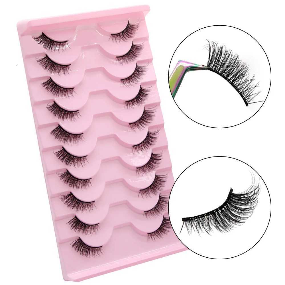 Moonlily 10 Pairs Half Eyelashes Natural Soft Cat Eye Lashes Reusable Winged Fluffy False Mink Lashes Extensions Makeup ToolT251223