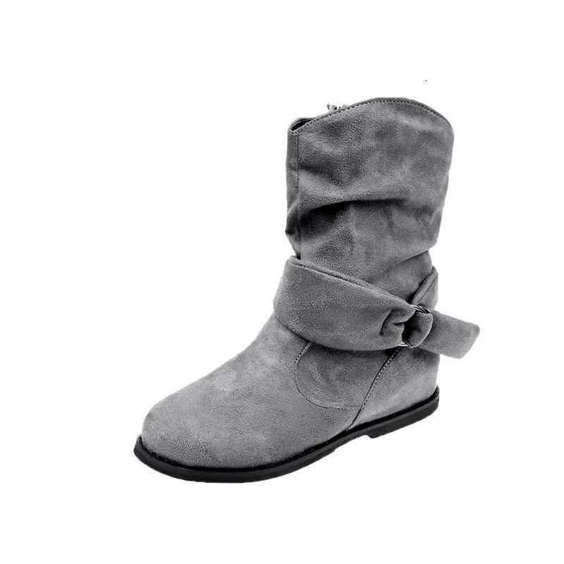 Fashion Women Boot Suede and Calf Fashion Boot Fall Low Heel Foot Cover British Wind Platform Boot Large Size Women ShoeT251223