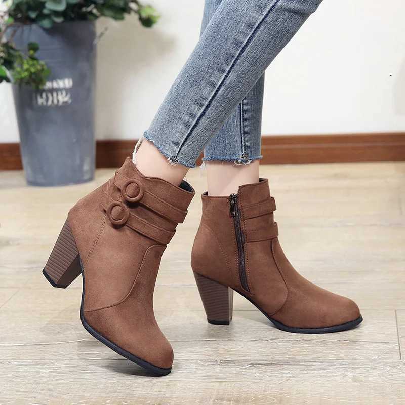 Boots Women Winter 2023 New Ankle Boots for Women High Heel Women Fashion Zipper Platform Boots Casual Bottines Botas Para MujerT251223