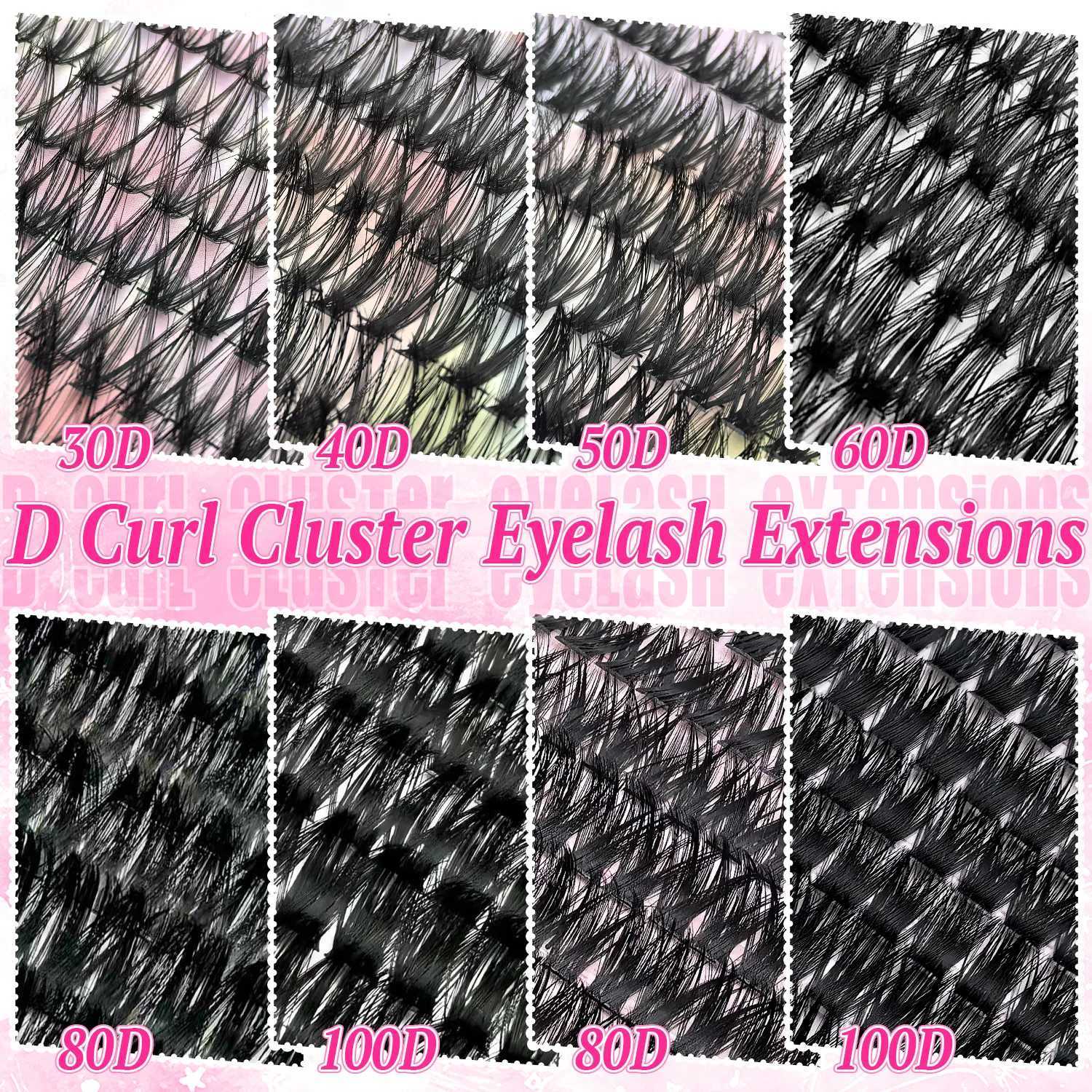 160/640/720pcs DIY Eyelash Extension Kit - False Lashes with Glue Bond Applicator Pre-Made Clusters 10-18mm for VolumeT251223