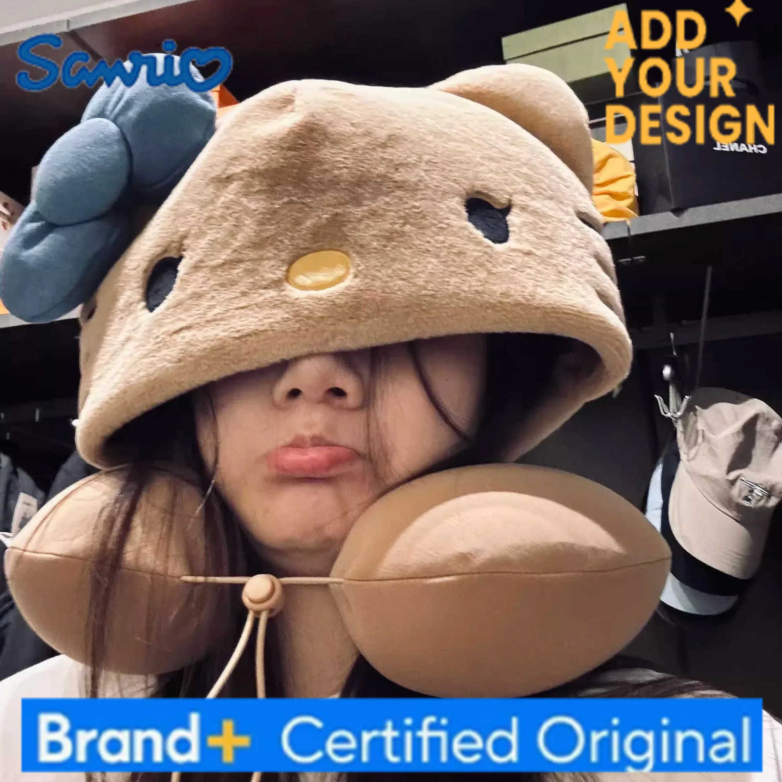 Sanrio Kitty Hooded Neck Pillow Travel Pillow For Airplane Train Car Soft Plush Sleeping Support With Adjustable Hood Gift H251223 - view 6