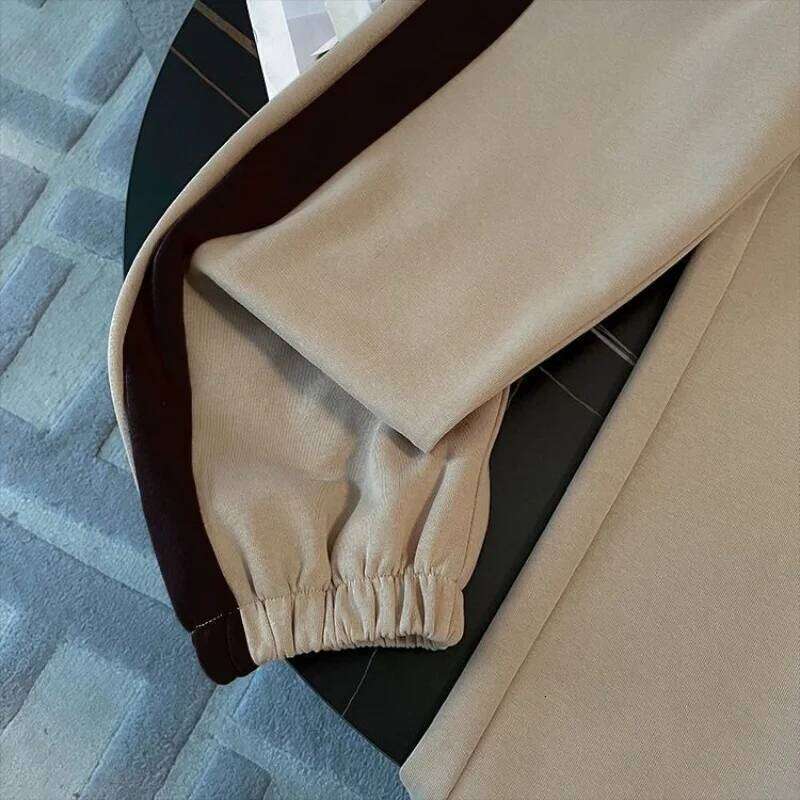 BESTBAFU Autumn Fashion Patchwork Sports Suit Women Casual Flower Print Hooded Top+Drawstring Wide Leg Pants 2-Piece Set 972P DREAM RECALL