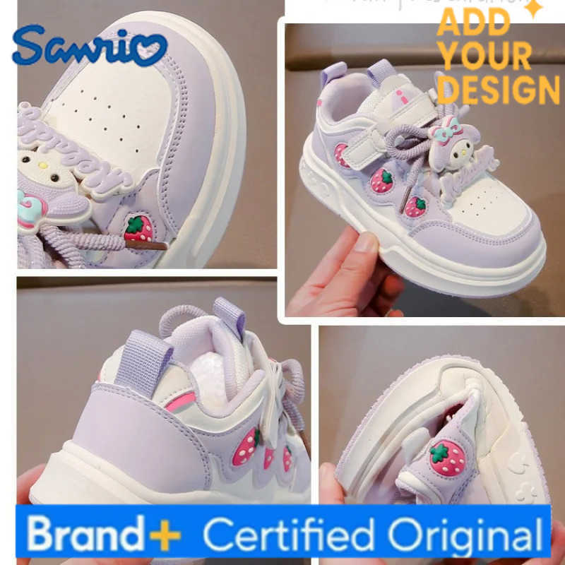 Sanrio Girls Fashion Casual Sports Shoes Cartoon Melody Print Childrens Trend Board Shoes Big Kids Anti Slip Little White Shoes H251223
