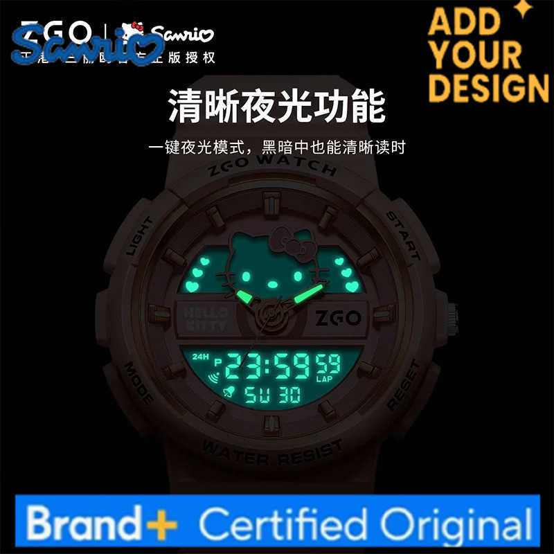 Sanrio Watches for Girls Alarm Clock Cinnamoroll Wristwatch Hello Kitty Waterproof Sports Watch 50bar Week Display H251223