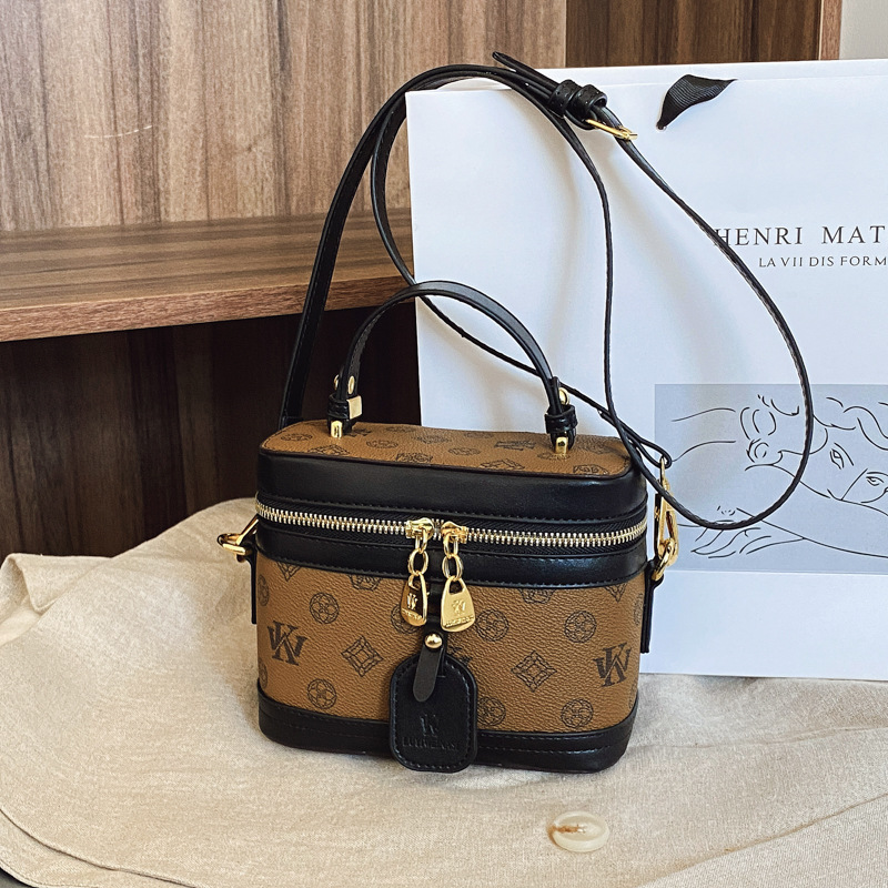 WK Cross-border high-end small square bag women's 2025 new retro printed box bag versatile shoulder bag oblique span bag women