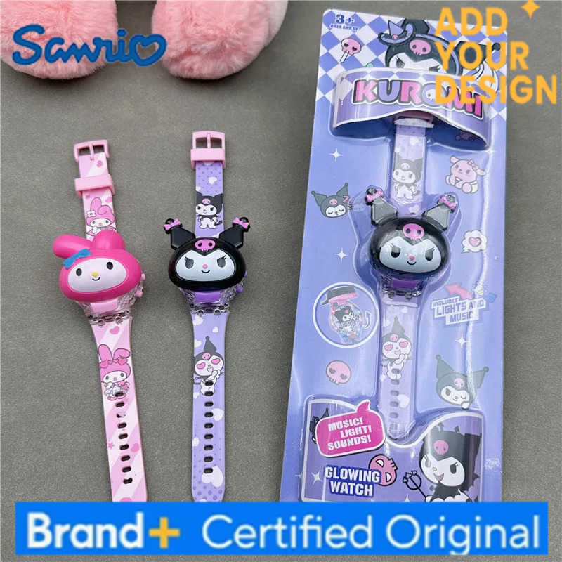 Sanrio new Kuromi ChildrenS Music Luminous Watch Pupils Cartoon My Melody Flip Electronic Cinnamoroll Watch Birthday Gift H251223