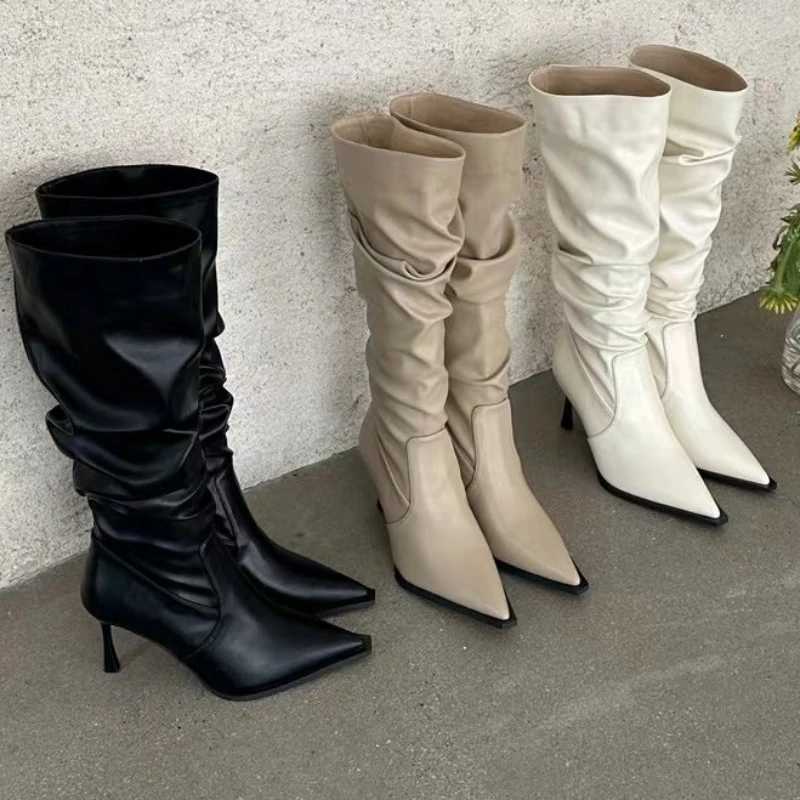 BCEBYL New Pointed Stiletto Non-slip Wear-resistant Comfortable Womens Shoes Sexy Elegant Solid Color Fashion High-heeled BootsT251223