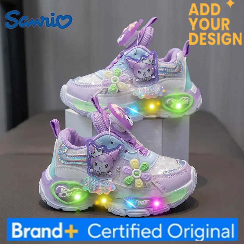 Sanrio hello kitty spring autumn children new sports shoes princess lighting casual shoes girls rotating button running shoes H251223