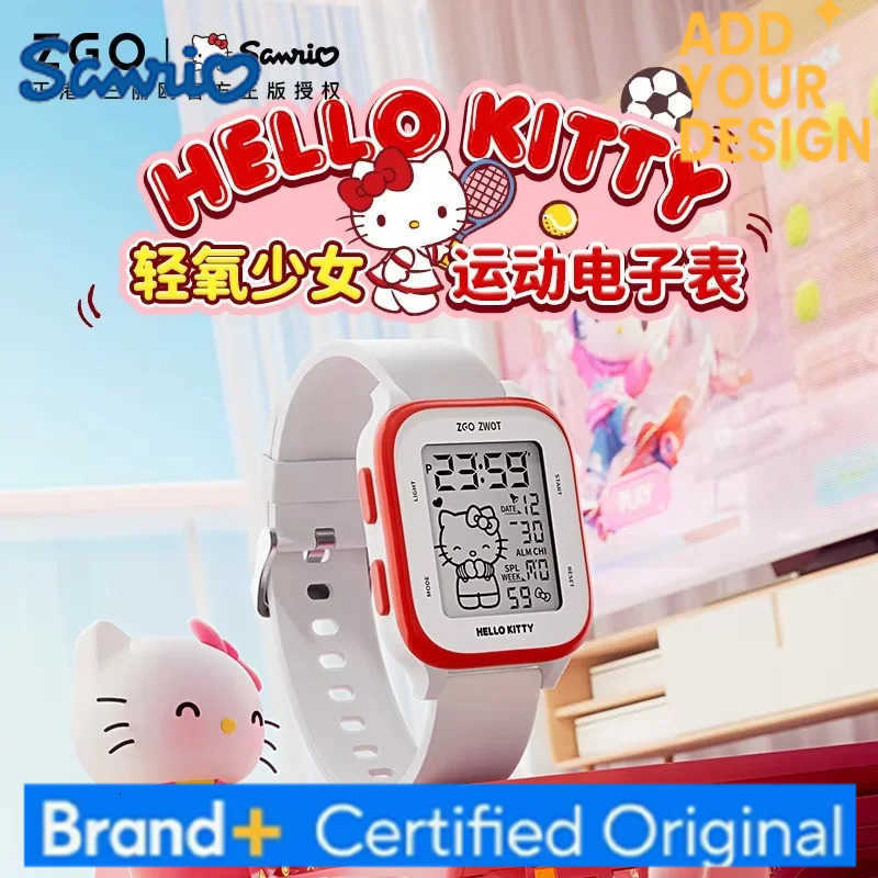Sanrio Hello Kitty Kids Watch For Girls Students Cute Sports Watch Waterproof Square Digital Electronic Watch Gift Alarm H251223
