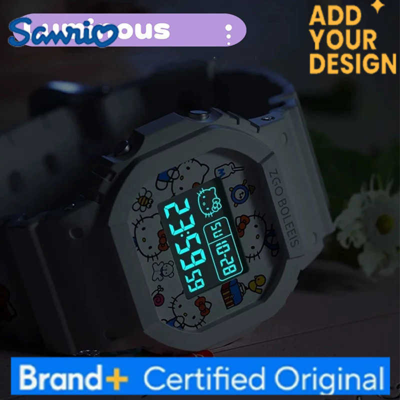 Sanrio Hello Kitty Watch LED Digital Watchs Student Versatile Silicone Watch Childrens Wrist Watch Waterproof Sports Kids Clock H251223