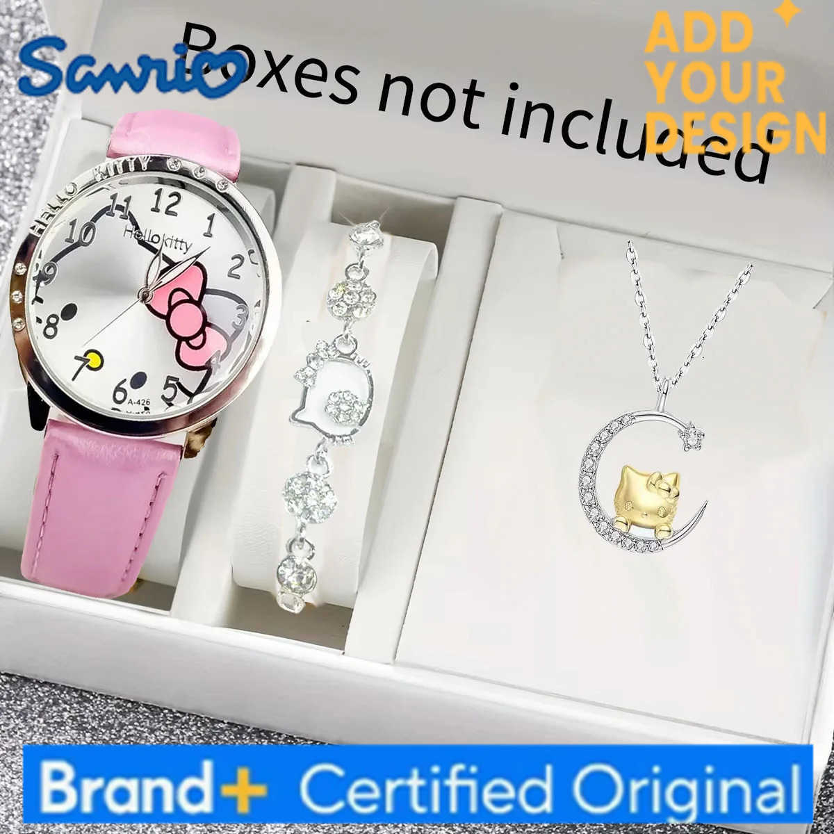 Sanrio 3pcs/set Hello Kitty Quartz Watch Women Children Waterproof Kawaii lady Fashion WristWatch Hello Kitty Bracelet and Necklace H251223
