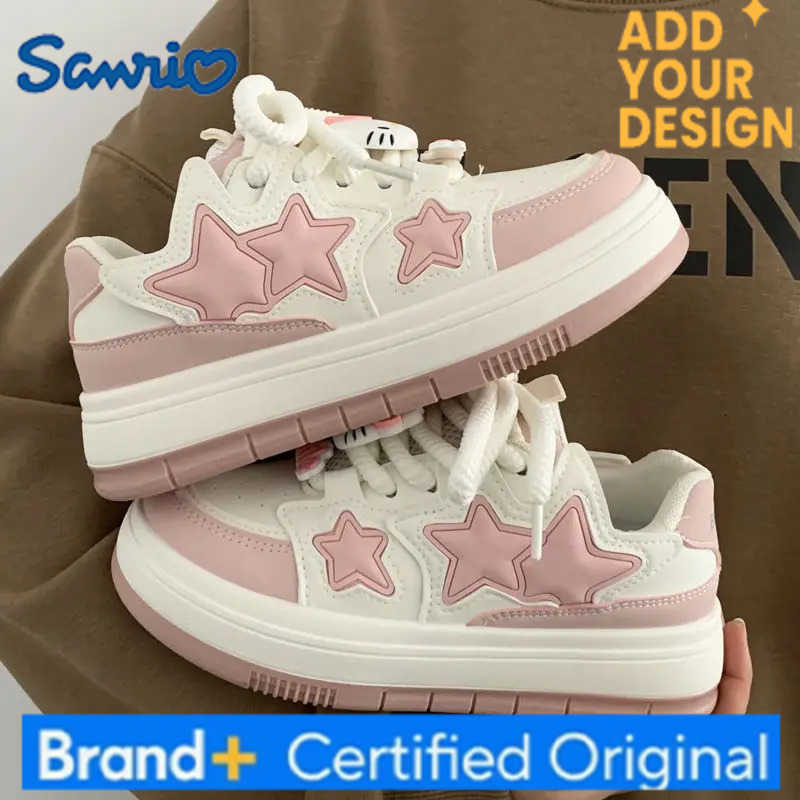 Sanrio Kawaii Hello Kitty Shoes Pink Platform Sneakers Women Vintage Vulcanize Spring Autumn Casual Tennis Female Flats Footwear New H251223112