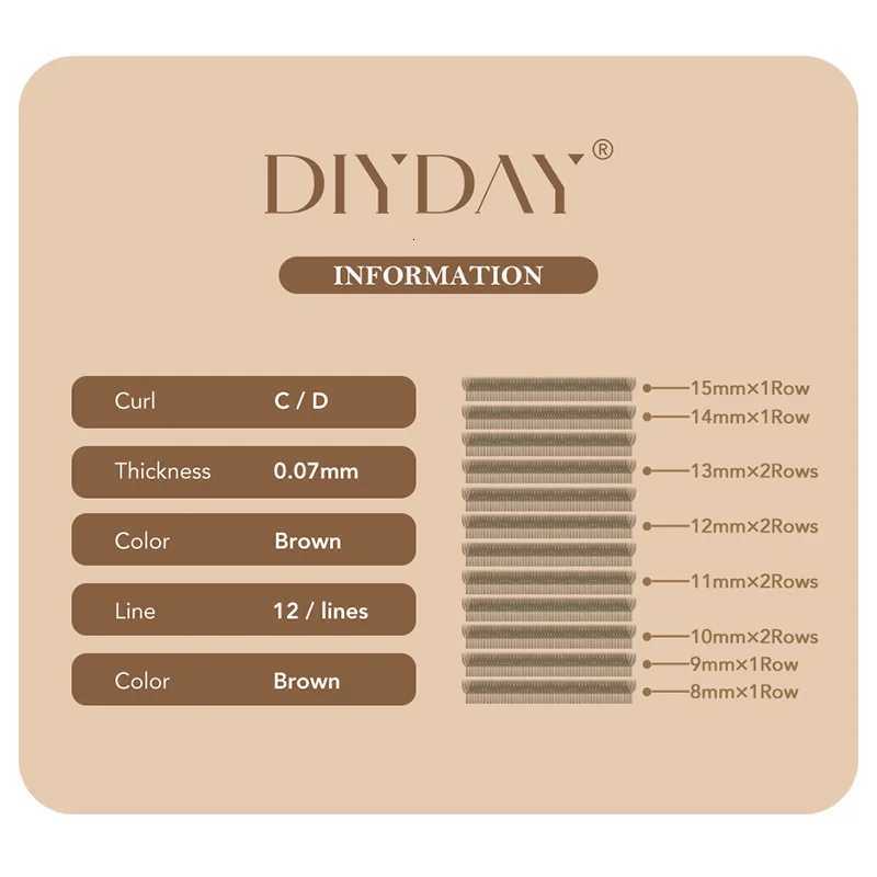 DIYDAY Dark Brown 3D 4D 5D Eyelashes W Shaped Premade Fan Lashes Easy Apply Thick Crisscross False Mink Eyelash ExtensionT251223