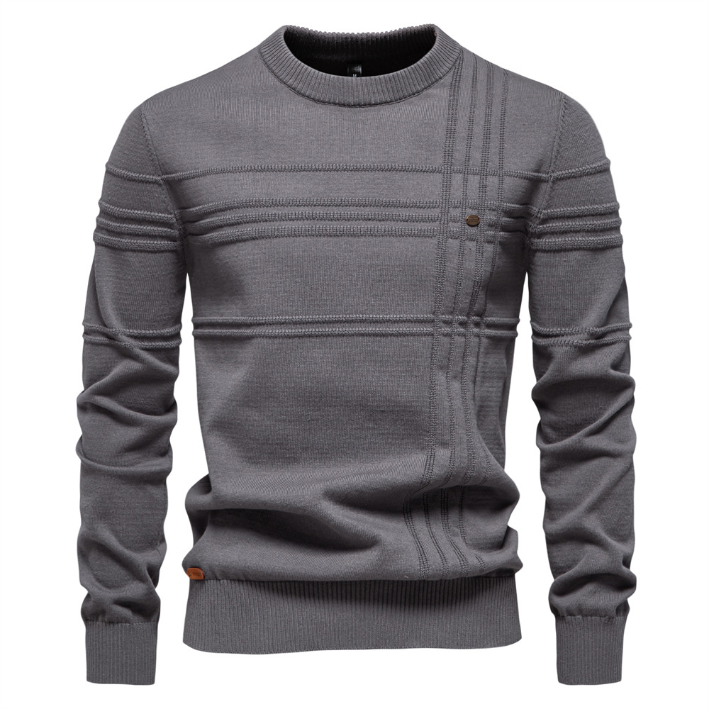 WOZK2026 Autumn/Winter New Men's Round Neck Hoodie High Quality Men's Solid Color Sweater versatile spring slim fit