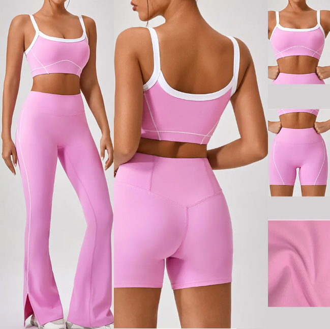 Yoga Set Women Two Pieces bralette Gym Sports Tracksuits Bra Fitness Shorts Fared Pant Workout Sports Clothes Yoga Outfit