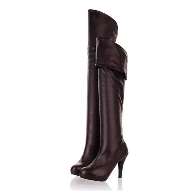 Sexy Spuer High Heel Over The Knee Boots Women Platform Stretch Boots Zipper Autumn Winter Fashion Women Shoes Black WhiteT251223