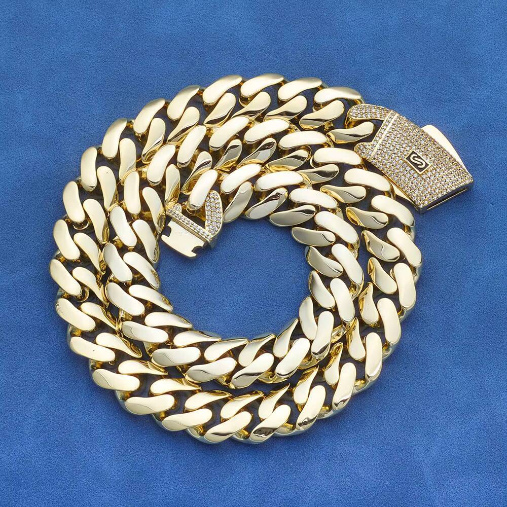 NUOAY 925 Silver Cuban Chain Necklace with Iced Out Moissanite Clasp Hip Hop Style Pass Diamond Test Fine Jewelry for Women Men