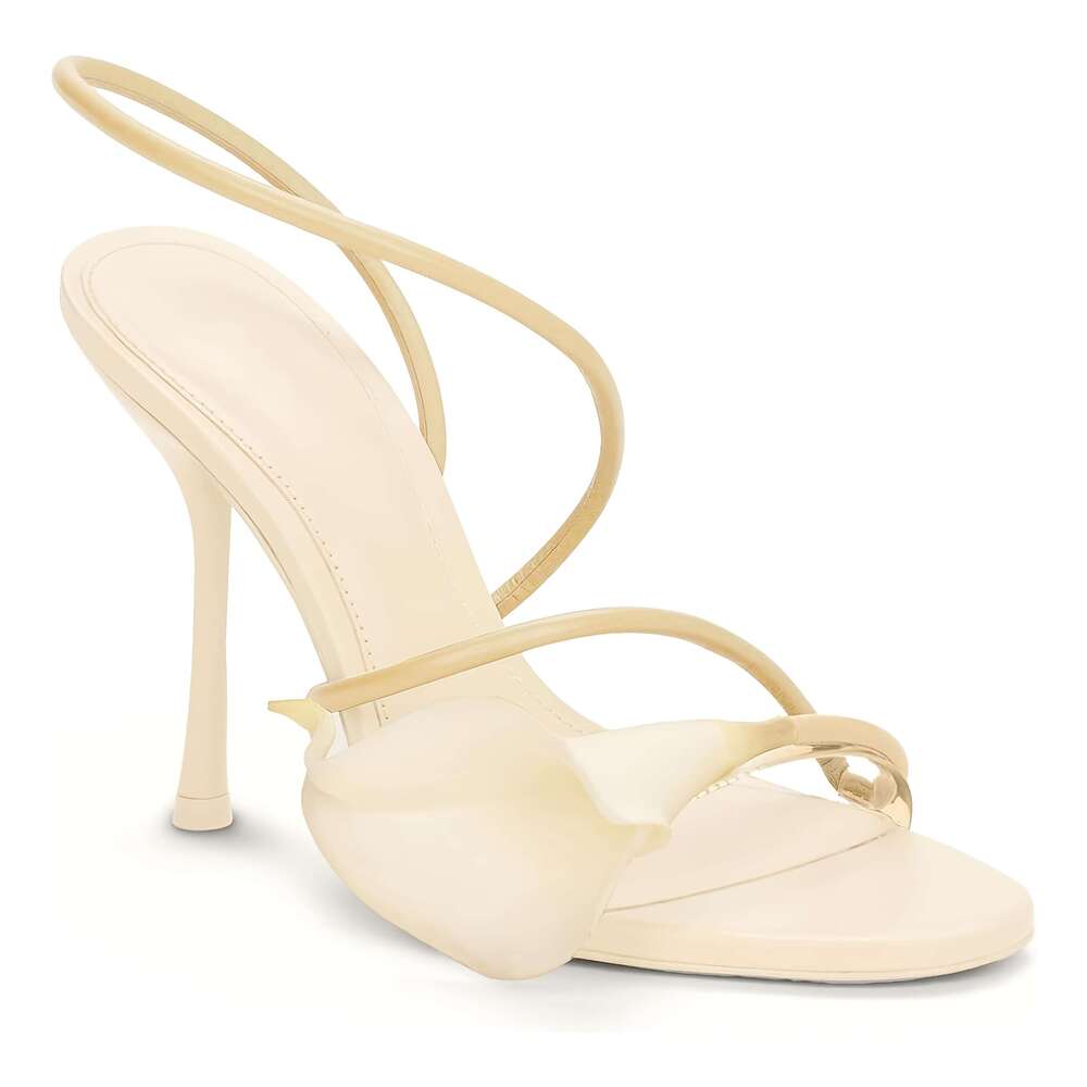 Flower Heels Women Nude Calla Lilyl Heeled Sandals Wedding For Bride Sexy Strappy Stiletto Heel Dressy Unique Shoes MOJIDASHU