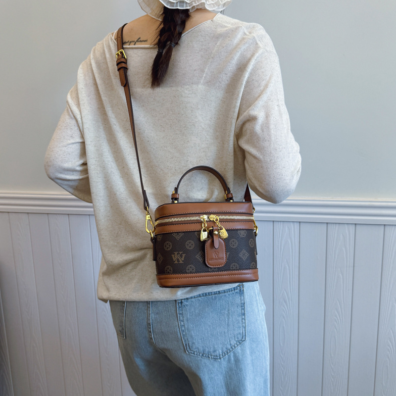 WK Cross-border high-end small square bag women's 2025 new retro printed box bag versatile shoulder bag oblique span bag women