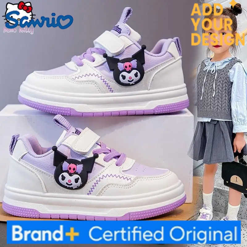 Sanrio Kuromi Girls Soft Bottom Shoes Kawaii Cartoon Spring Autumn New Anime Childrens White Shoes Fashionable Sports Dad Shoes H251223