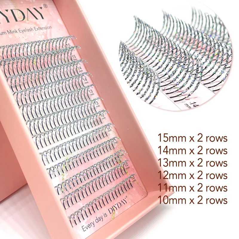 DIYDAY Mixed Glitter Colored Eyelashes Individual Premade Russian Volume Fans Glitter Lashes Extension Wholesale for HalloweenT251223