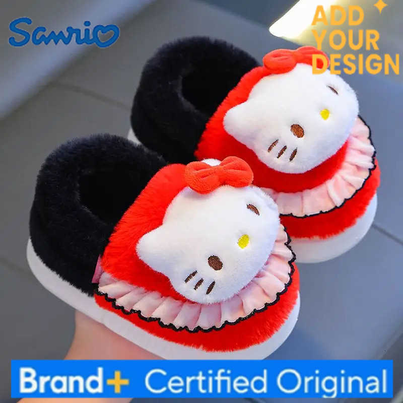 Sanrio Cotton Hello Kitty Children Slipper Melody Cartoon Anime Kuromi Cute Girl Eva Plush Warm Home Slippers Cotton Shoes Gift H251223
