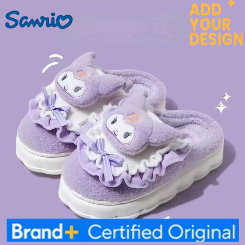 Sanrio Kids Slippers House Shoes Cartoon Cinnamoroll Winter Shoes For Girls Warm Anti-slip Soft Bottom Pink Blue Shoes Size 36-41 H251223