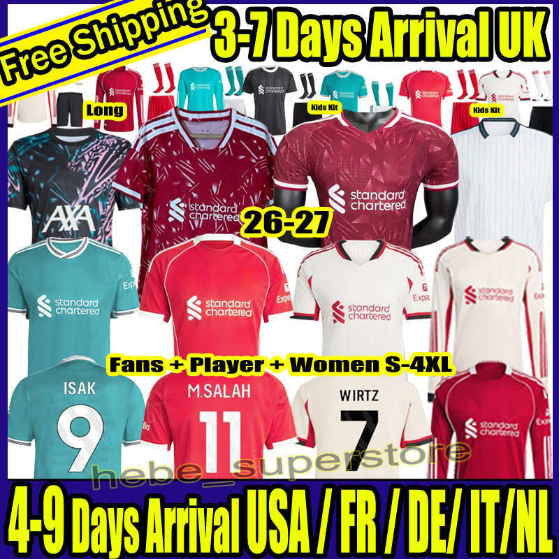 S-4XL 25 26 27 ISAK DIOGO JOTA WIRTZ FRIMPONG KERKEZ BRADLEY EKITIKE PECSI Szoboszlai soccer jerseys jersey Salah football shirts Adult kids long sleeves unifo...