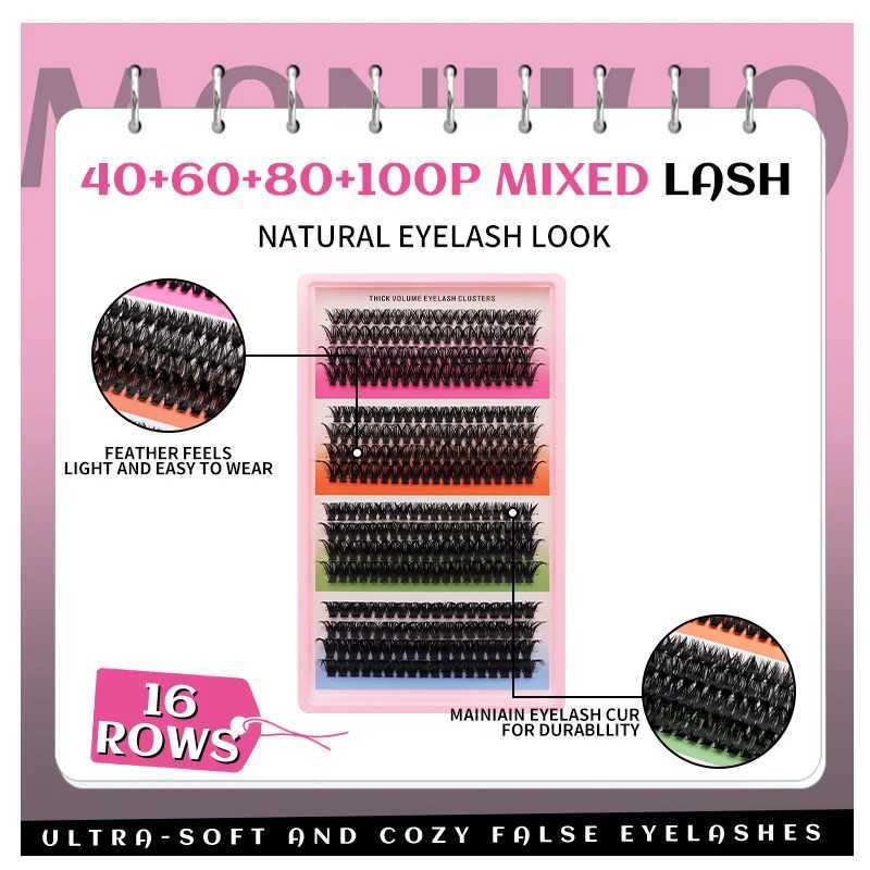 DINGSEN 16 rows Cluster Lashes 406080100P Mixed DIY Individual Eyelashes Thick Tray DIY Eyelash Extension Wispy Volume EyelashesT251223