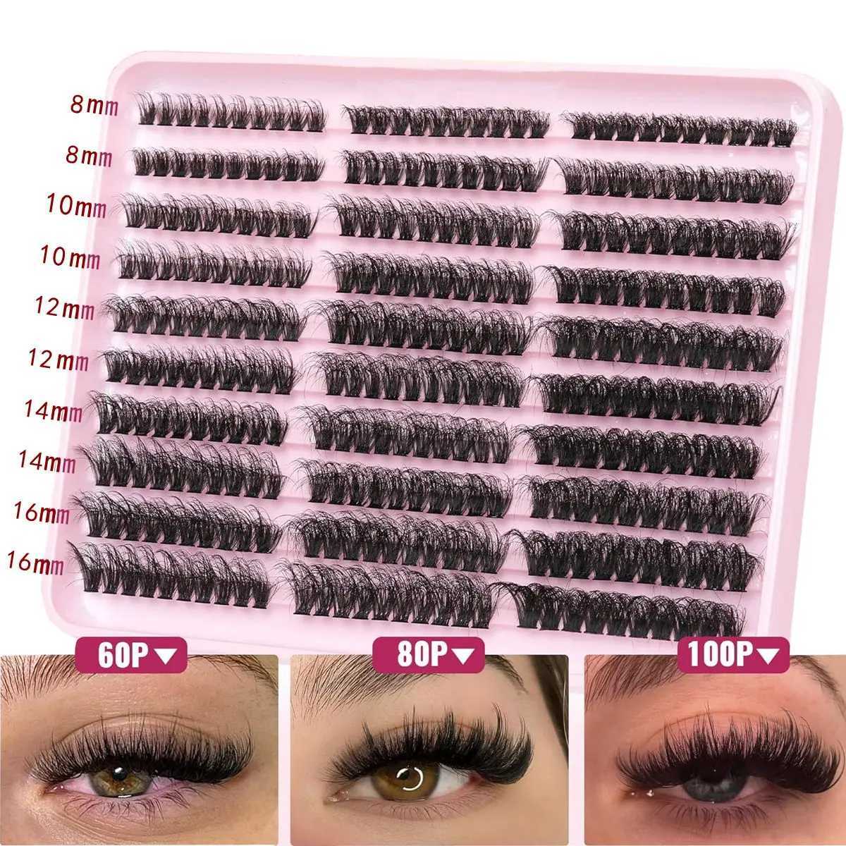 HBZGTLAD 290/300Pcs Fluffy Thick Eyelash Clusters D/DD Wispy Individual Lashes 60/80/100 Mix Eyelash Extensions False EyelashesT251223