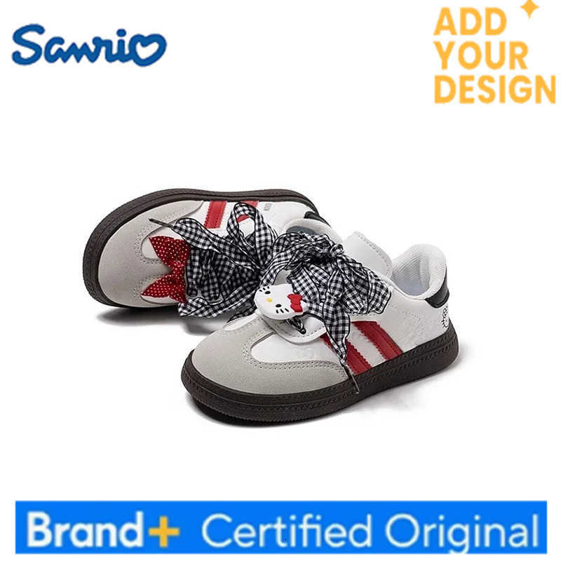 Sanrio Kids Casual Shoes Cartoon Hello Kitty Bow PU Leather Spring Shoes For Girls Anti-slip Velcro White Shoes Size 23-37 H251223