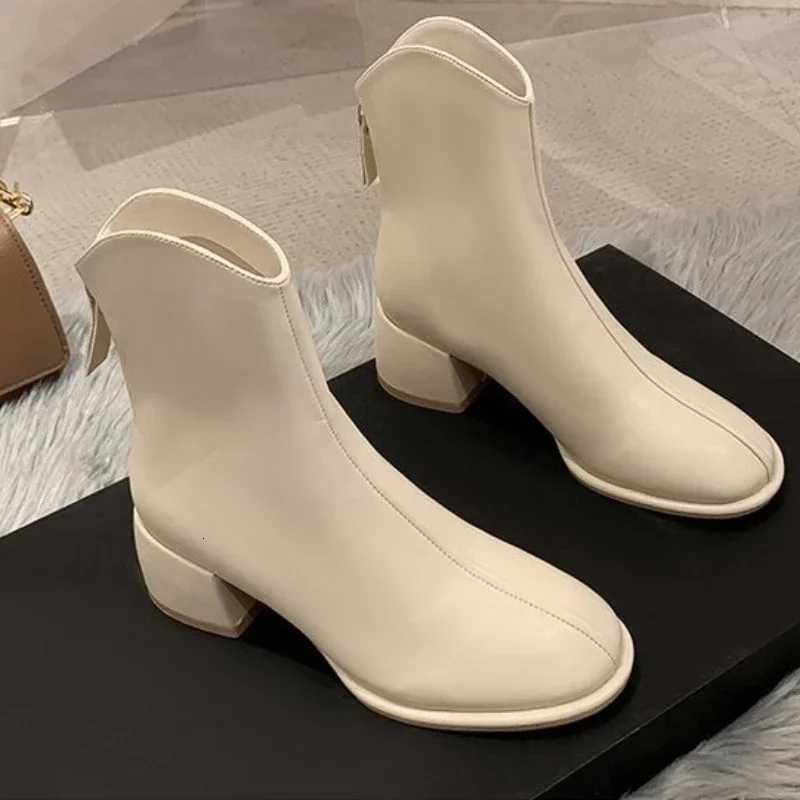 Ankle Boots Womens Shoes Platform Boots-Women Winter Footwear Zipper Low Clogs Autumn Rock High Heel 2024 LadiesT251223