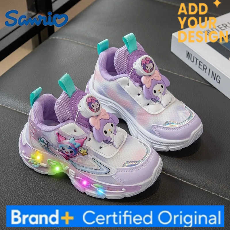 Sanrio Lovely My Melody Kawaii Illuminated Sports Shoes Breathable Kuromi Campus Princess Sneakers Fashion Gift for Kids H251223