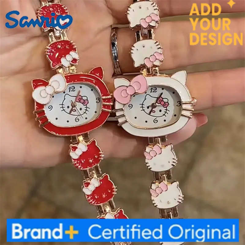 Sanrio Japanese cartoon cute Hello Kitty watch Little Red Riding Book female student sweet soft sister bow to send girlfriends gift H251223