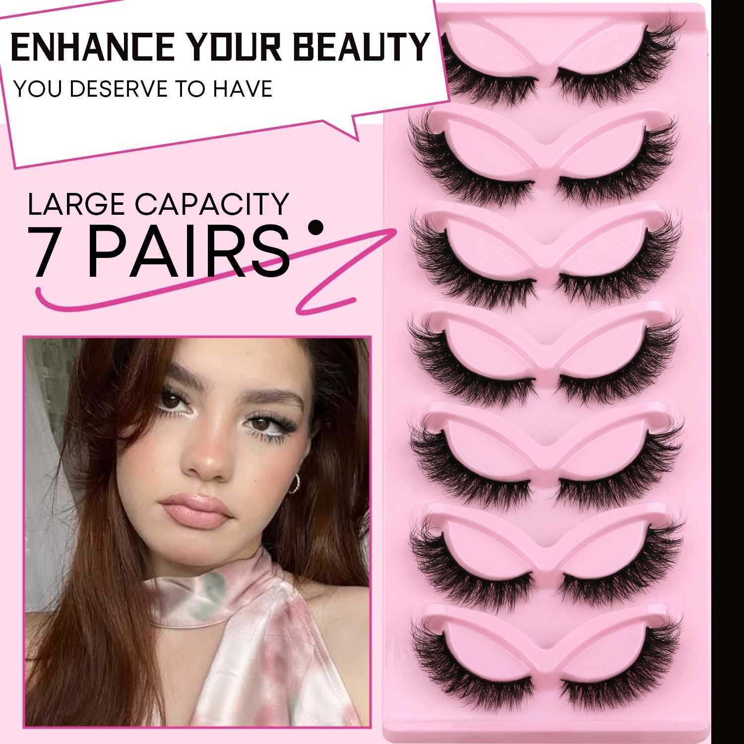 GROINNEYA Cat Eye Lashes Natural Fake Lashes Winged End Eye Elongated Eyelashes Faux Mink Eyelashes False Lashes MakeupT251223