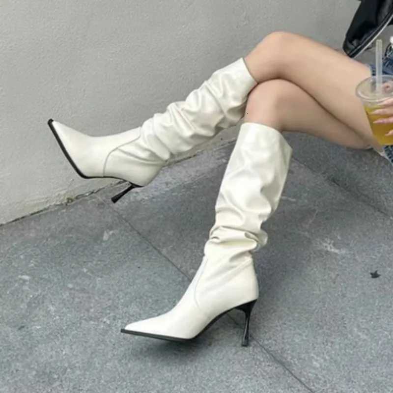 BCEBYL New Pointed Stiletto Non-slip Wear-resistant Comfortable Womens Shoes Sexy Elegant Solid Color Fashion High-heeled BootsT251223