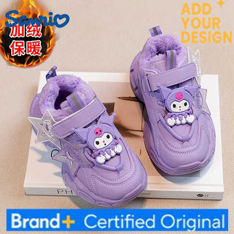 Sanrio Hot Kuromi Girl Winter Fashion Leisure Cotton Shoes Student Keep Warm Cartoon Child Fleece-Lined Clunky Sneaker New Style H251223