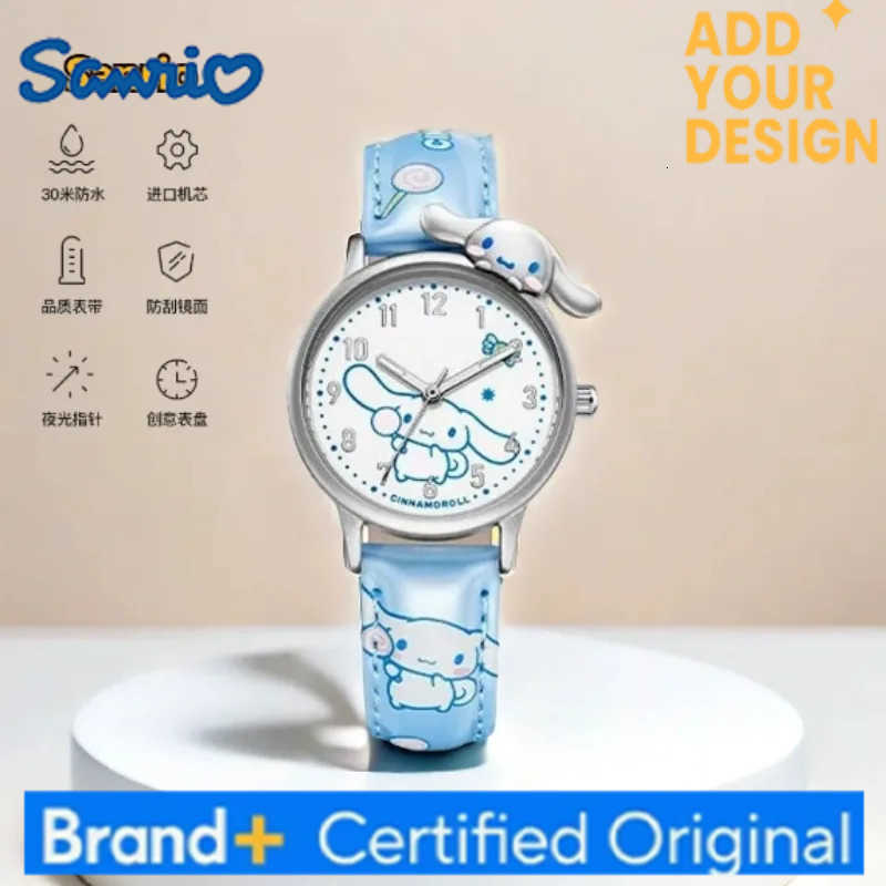 Sanrio Hello Kitty Cinnamoroll anime cartoon cute fashionable waterproof luminous watch suitable for students is a gift for girls H251223