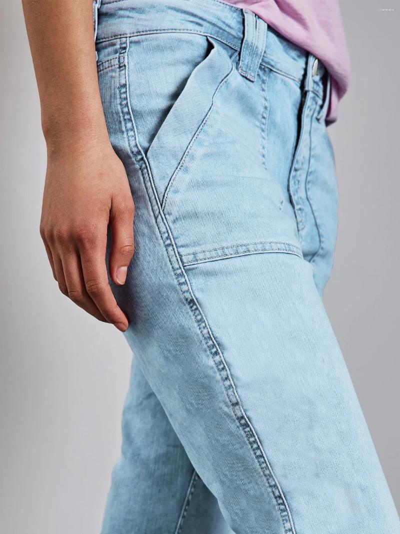 Women's Jeans 2025 Autumn Washed Light Blue Series Comfortable Nine-point Cuff Personality Casual All-match Kuan Z260313