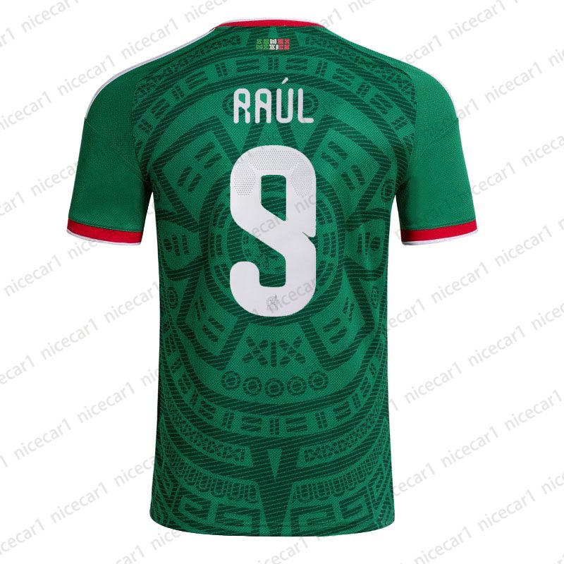 Green Mexican jersey 2026 World Cup home and away jersey, No. 9 Raul, No. 11 Jimenez football jersey, adult men's and women's training jersey player version