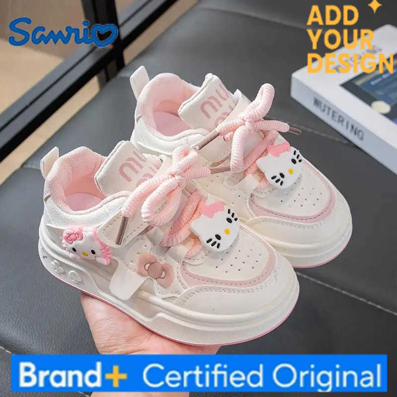 Sanrio Anime Children Hello Kitty Sneakers Kawaii Spring Autumn New Board Shoes Cartoon Fashionable Soft Sole Small White Shoes H251223