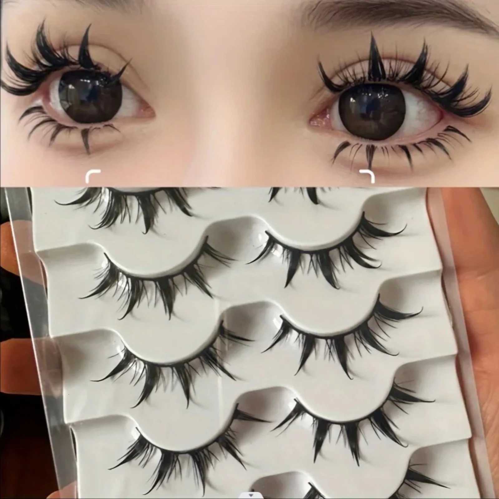 Anime-Inspired False Eyelashes 5 Pairs Comic Eye Cos Faux Lashes Demon Style Volumizing LengtheningT251223