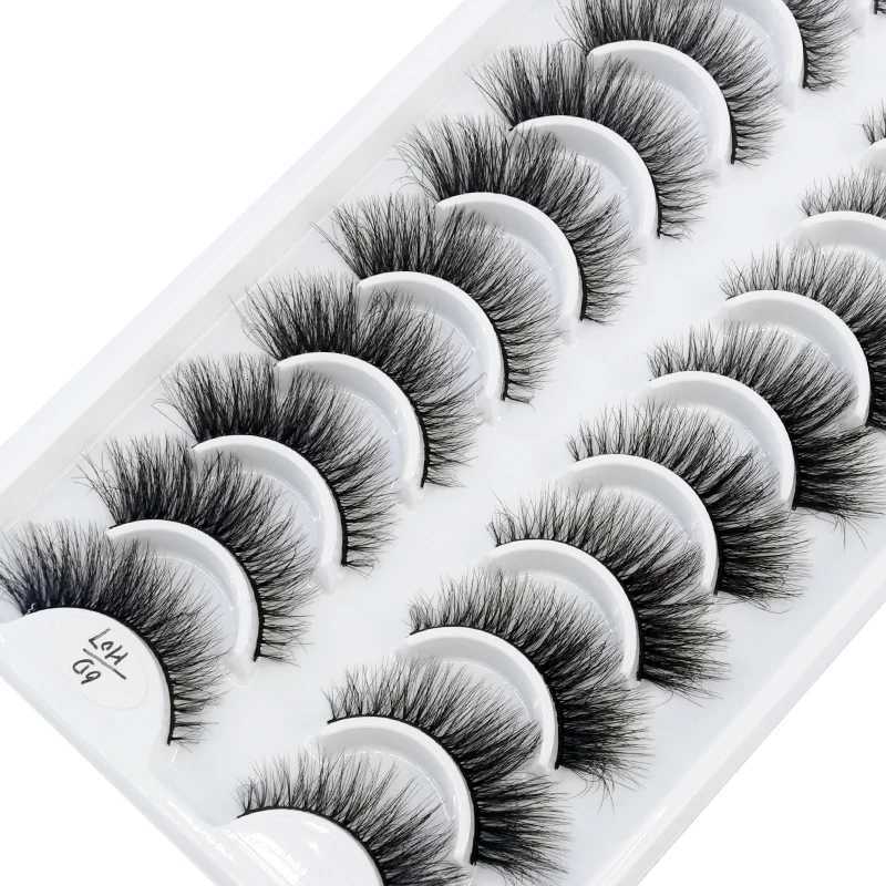 HBZGTLAD 10 Pairs 3D Faux Mink Lashes Fluffy Soft Full Thick Wispy Natural long False Eyelashes Curly lashes wholesale lashesT251223