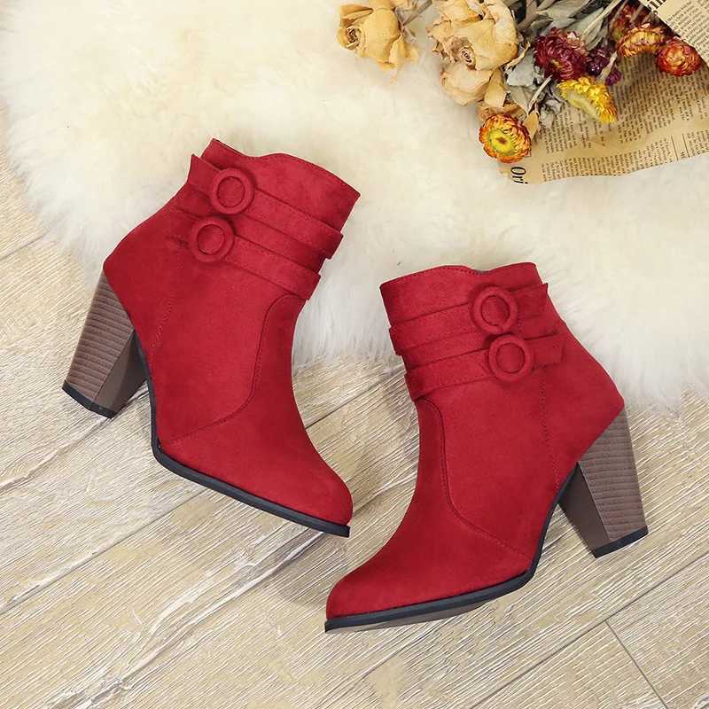 Boots Women Winter 2023 New Ankle Boots for Women High Heel Women Fashion Zipper Platform Boots Casual Bottines Botas Para MujerT251223