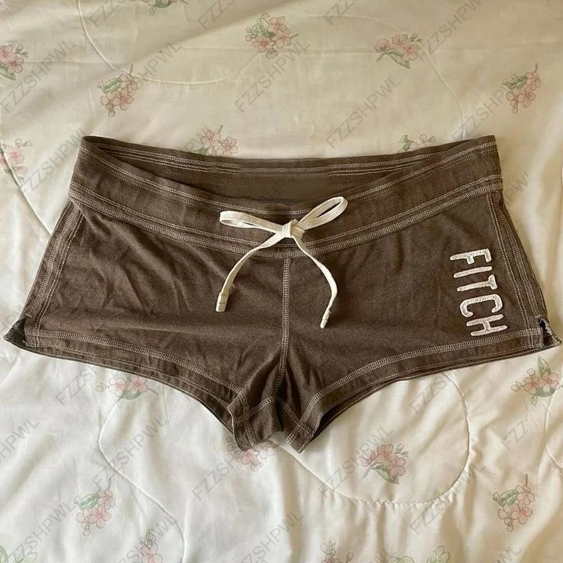 Y2K Casual low-rise Summer shorts for women Sporty style shorts Embroidered monogram print tight pants Kawaii Streetwear emo 251219