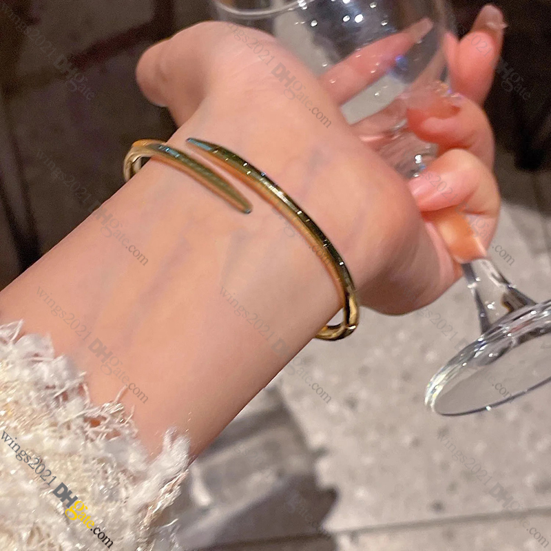 Designer Bracelet Jewelry Designer for Women Nail Bracelet Titanium Steel Bangle Gold-Plated Never Fading Non-Allergic,Gold/Silver/Rose, Store/21417581