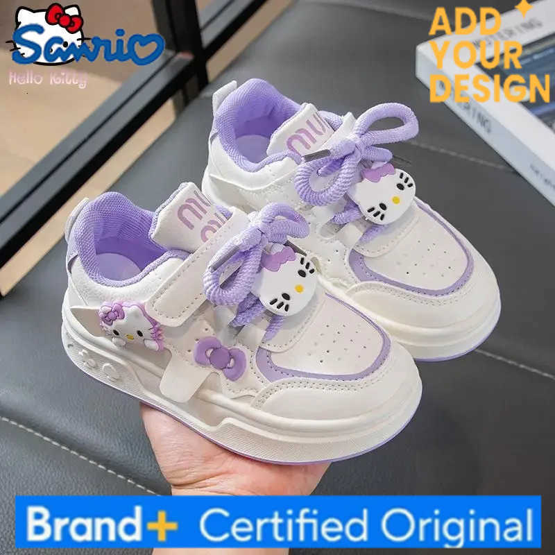 Sanrio Anime Children Hello Kitty Sneakers Kawaii Spring Autumn New Board Shoes Cartoon Fashionable Soft Sole Small White Shoes H2512231